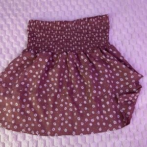 Floral Smocked Women's Skirt - Purple